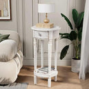 COSIEST Tall End Table with Drawer Sets of 2, Round Nightstand Bedside Table with Storage Shelf, Industrial Telephone End Table for Living Room, Bedroom, Hall Way, Space Saving by CozyNest Decor