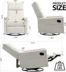 Swivel Rocker Recliner Chair, Upholstered Fabric Nursery Rocking Glider Chair with Adjustable Backrest and Footrest, Lay Flat Recliner Single Lazy Sofa for Living Room(Beige) by TinyTreasures Baby Boutique