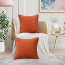 decorUhome Fall Chenille Soft Throw Pillow Covers 18x18 Set of 2, Farmhouse Velvet Neutral Decorative Euro Pillow Covers with Stitched Edge for Couch Sofa Bed Home Decor, Rust by CozyNest Decor