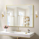 Gold Bathroom Mirror for Wall, 30x36 Inch Rectangle with Metal Frame, Modern Vanity for Bathroom Living Room, Entryway Hangs Horizontal or Vertical by CozyNest Decor