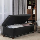 Joveco 47 Inch Storage Ottoman Bench,Tufted Leather Storage Bench with Nailhead Trim for Bedroom (47”,Black) by CozyNest Decor