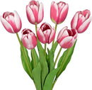 Artificial Tulips Flowers – 24" Long Stem Faux Tulips, 7PCS Real Touch Fake Red Tulip for Vase, Farmhouse, Kitchen, Spring & Wedding Home Decor by CozyNest Decor