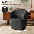 360° Swivel Leather Accent Chair, Modern Barrel Club Chair with Leather Upholstery and Sturdy Base, Comfortable Armchair for Living Room, Bedroom, Reading Nook, Brown by CozyNest Decor