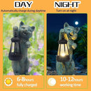 Garden Statues Cat with Solar Lantern Outdoor Bunny Figurines Decorations for Patio Yard Lawn Ornaments Gifts for Birthday Easter Housewarming Mother's Day by CozyNest Decor