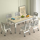 Kids Study Table and 6 Chairs Set,Height Adjustable Table and Chairs for Children and Toddlers,47.2"X23.6"Graffiti Desktop,Suitable for Daycare,Classrooms, Home by CozyNest Decor