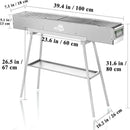 Charcoal Grills Commercial Quality Portable Multiple Size Hibachi BBQ Lamb Skewer Folded Camping Barbecue Grill for Garden Backyard Party Picnic Travel Outdoor Cooking Use(39.4x7.1x5.1 inch) by GreenHaven Gardens