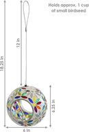 Sunnydaze 6-Inch Glass Mosaic Hanging Bird Feeder for Outdoors - Fly-Through Wild Bird Feeder - Rainbow Daisies by GreenHaven Gardens