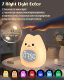Cat Alarm Clock for Kids with Night Light, Sleep Training Clock Time to Wake Clock, Rechargeable Silicone Light for Bedroom, Perfect Sleep Companion for Boys Girls by TinyTreasures Baby Boutique