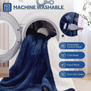 Sealy Electric Blanket Throw Size 50"*60",Super Cozy Flannel to Sherpa Reversible Heated Blanket Throw with 6 Heating Levels & 2-10 Hours Auto Off Overheating Protection Machine Washable,Navy by CozyNest Decor