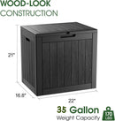 KAMABOKO Deck Box, 35 Gallon Resin Indoor and Outdoor Storage Boxes Waterproof for Garden Tools, Pool Accessories Storage Bench, Patio Furniture and Cushions with Lockable Lid, Black by GreenHaven Gardens