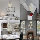 Gold 5 Light Cluster Pendant Lighting, Raindrop Chandeliers Brass Dining Room Lights Fixture, Teardrop Pendant Lights Kitchen Island, Hanging Lamp Ceiling for Entryway Foyer Staircase by CozyNest Decor