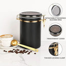 Yangbaga 304 Stainless Steel Coffee Canisters for Ground Coffee,2 x 63OZ Coffee Container with Shelf Coffee Bean Storage, Food Storage Jar with Gold Airtight Locking Clamp and Spoon for Kitchen by CozyNest Decor
