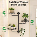 WIndow Rotating Plant Stand Shelf Indoor Black Metal Floating Shelves 3-Tier Wall Mount Plant Holders for Living Room Wall Planter Modern Home Decor for Gardening by GreenHaven Gardens