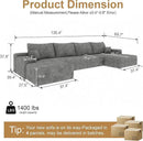 136" Sectional Couches for Living Room Modern Modular Sofa with L-Shape Couchs Upholstered Boneless Couch Deep Seat Sectional Couch with Chaise (Grey, Right Facing Chaise+3Seaters+Ottoman) by CozyNest Decor