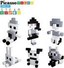 PicassoTiles 101pc Magnetic Puzzle Cube Set Black and White 1 Inch Construction Blocks STEM Educational Toy for Kids Age 3 Plus Sensory Learning Kit with Idea Book for Building and Creativity PMC101 by TinyTreasures Baby Boutique