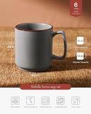 famiware Coffee Mugs Set of 6, Nebula 14oz Coffee Mugs, Ceramic Cup Set with Handle for Latte, Tea, Milk, Cappuccino, Cocoa, Dark Gray by CozyNest Decor