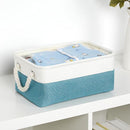 Bidtakay Small Storage Baskets for Shelves 3 Pack Fabric Storage Bins for Organizing Linen Collapsible Organizer for Closet-White&Teal by TinyTreasures Baby Boutique