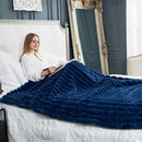 Cozy Bliss Faux Fur Throw Blanket for Couch, Cozy Warm Plush Striped Blanket for Sofa Bedroom Living Room,60 * 80 Inches Navy Blue by CozyNest Decor