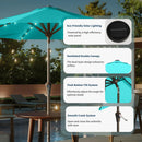 9FT Solar Umbrella 32 LED Lighted Patio Umbrella Table Market Umbrella w/Tilt and Crank, UV-Resistant Outdoor Umbrella for Pool, Garden, Deck, Aqua Blue by GreenHaven Gardens