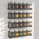 LUCYCAZ 4 Pack Wall Mounted Spice Rack with 16 Hooks, Spice Organizer Shelf for Stove Cabinet Pantry Door,Screw or Adhesive Spice Shelf Hanging Wall Spice Rack in Kitchen and RV (Black, 4 PACK) by CozyNest Decor