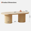 Oval Fluted Coffee Table, Farmhouse Wood Coffee Table Mid Century Modern Center Table Boho Living Room Tables for Living Room Office (Natural, 19.69" D x 39.38" W x 13.78" H) by CozyNest Decor