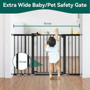 BABELIO Extra Wide Baby/Dog Gate, 29-55" Auto Clos for The House and Doorway, Safety Pressure Mounted Pet Door, NO Need Tools and Drilling, Black by TinyTreasures Baby Boutique