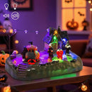 Halloween Village Witch Cauldron Bubble Figurine with Lit House Spooky Town Indoor Decoration Accessories for Holiday Display, Battery Operated by CozyNest Decor