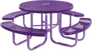 Heavy-Duty Portable Outdoor Picnic Table with Umbrella Hole, Expanded Metal Commercial-Grade Patio Furniture Made in America (46" Round Top, Purple with Purple Frames) by GreenHaven Gardens