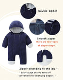 Newborn Baby Fleece Jumpsuit Girls Boys Winter Hooded Coverall Romper Cute Baby Snowsuit Clothes by TinyTreasures Baby Boutique