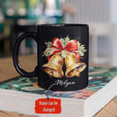 Christmas Jingle Bells Design Ceramic Mug, Custom Christmas Themed Cup With Name, Gift For Sibling, Personalized Coffee Mug With Jingle Bells Design, Customized Xmas Black Cup 11oz 15oz by CozyNest Decor
