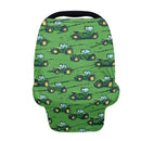 Binienty Baby Car Seat Cover for Boys Girls - Green Truck Multi Use Baby Nursing Scarf, Shopping Car/High Chair/Stroller Portector Decor by TinyTreasures Baby Boutique