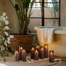 Amagic Grey Flameless Candles 9 Set, Battery Operated Candles with Remote Control and Timer, Flickering LED Pillar Candles for Home Halloween Decor, 3D Wick, Warm Yellow Light, D2.2 xH5 6" 7" by CozyNest Decor