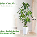 Artificial Dracaena Tree Artificial Silk Tree Faux Tree Fake Tropical Yucca Floor Plant with White Tall Planter (1, White Tall Planter, 6FT) by CozyNest Decor