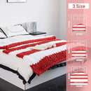 Chunky Knit Blanket - Luxury Soft Cozy 60 * 80 Throw Blanket,100% Woven Blanket Rope Knot Throw Blanket for Couch, Sofa, Home Decor, Gift - Machine Washable（White/Wine red） by CozyNest Decor