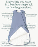 Supersoft Sleep Sack 1.0 TOG, Premium Bamboo Viscose Baby Sleeping Bag 2-Way Zipper Sleep Sack Baby Wearable Blanket by TinyTreasures Baby Boutique