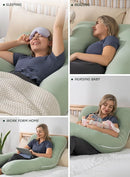 Meiz Pregnancy Pillow, U Shaped Pregnancy Pillows for Sleeping Cooling, 55 Inch Maternity Pillow for Pregnant Women, Body Pillows for Adults, Rayon Cover from Bamboo, Sage Green by TinyTreasures Baby Boutique
