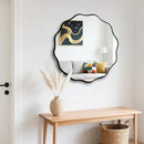 Fabuady Black Round Wavy Edge Mirror - 20'' Circle Wall Mirror with Metal Frame, Decorative Hanging/Leaning Mirrors for Bathroom, Bedroom, Living Room, Hallway, Entryway, Office, Home Decor by CozyNest Decor