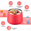 Soup Thermo for Hot Food Kids 14oz Lunch Containers with Buckle Lid Wide Mouth Hot Food Jar Vacuum Insulated Stainless Steel Bento Box Leakproof with Spoon (Red) by TinyTreasures Baby Boutique