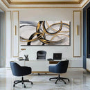 SOUGUAN Living Room Decor for Wall Abstract Wall Art 30x60in Black and Gold Wall Art Round Ring Wall Decoration for Bedroom Dining Room Home Office Ready to Hang by CozyNest Decor