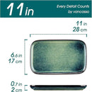vancasso Stern Serving Platters Set of 4, 11 Inches Rectangular Ceramic Serving Plates, Green Serving Trays for Entertaining by CozyNest Decor