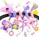 Musical Car Seat Toy for Babies 0-12 Months Girl, 5-in-1 Sensory Activity Hanging Toy Stroller Toy with Soothing Music, Rattle, Mirror for Newborn Infants Essential Gifts, Unicorn by TinyTreasures Baby Boutique