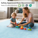 Baby Play Mat for Floor,1.3" Thick Elasti-Foam 50"×74" Playpen Mat for Tummy Time,Water Repellent Soft Coral Velvet for Toddler,Infant,Kids,Non-Slip Backing Safe for Crawling(Light Blue) by TinyTreasures Baby Boutique