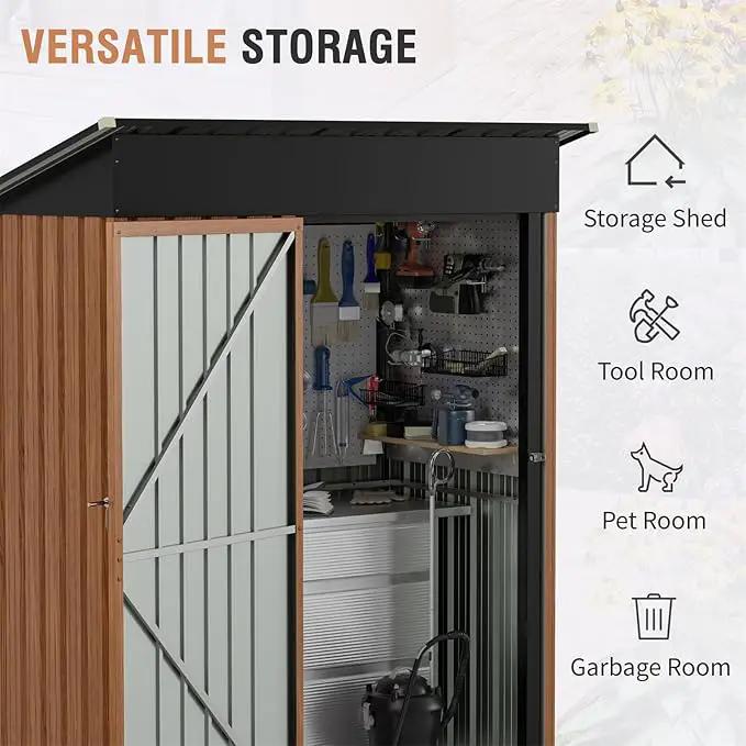 5x3 Ft Storage Shed, Outdoor Metal Shed with Lock, Small Lean to Shed, Compact Vertical Outside Bike Tiny House for Garden, Backyard, Patio, Tool, photo 3 of 6