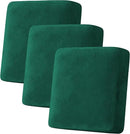 H.VERSAILTEX Velvet Stretch Couch Cushion Cover Plush Cushion Slipcover for Sofa Cushion Furniture Protector Seat Cushion Sofa Cover (3 Piece Sofa Cushion Covers, Vintage Green) by CozyNest Decor