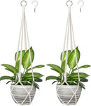 Dahey Macrame Plant Hanger Indoor Hanging Planter Basket Handmade Woven Cotton Rope Flower Pot Decorative Crochet Plant Holder Stand for Boho Home Decor No Tassels,35 Inch,Set of 2 by GreenHaven Gardens