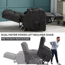 Power Lift Chair with Vibration Massage Heat for Elderly People, Dual Motor Electric Lay Flat Recliner Chair with Power-Remote, Standing Assistance Reclining, Chenille Dark Gray by CozyNest Decor