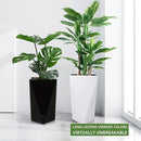 Dexceder 20 Inches Tall Self Watering Planter Diamond High Gloss Indoor Outdoor, Thickened Rhombus Large Floor Standing Flower Plant Pot with Water Level Indicator (Black)