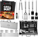 ROMANTICIST 23pcs Must-Have BBQ Grill Accessories Set with Thermometer in Case - Stainless Steel Barbecue Tool Set with 2 Grill Mats for Backyard Outdoor Camping - Father's Day Best Barbecue Gift by GreenHaven Gardens