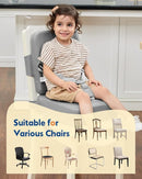 HOMEAL Booster Seat for Kitchen Chair - Compact Toddler Dining Seat with Easy-Install Straps & Wipeable Surface - Breathable Fabric Booster Seat for Table - Light Gray by TinyTreasures Baby Boutique