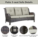 Outdoor Wicker Furniture Patio Set - 7 Piece Backyard Furniture Brown Rattan Conversation Sets with Swivel Rocker Chairs, Rattan Sofa, Club Chairs and Coffee Table, Beige Cushion by GreenHaven Gardens